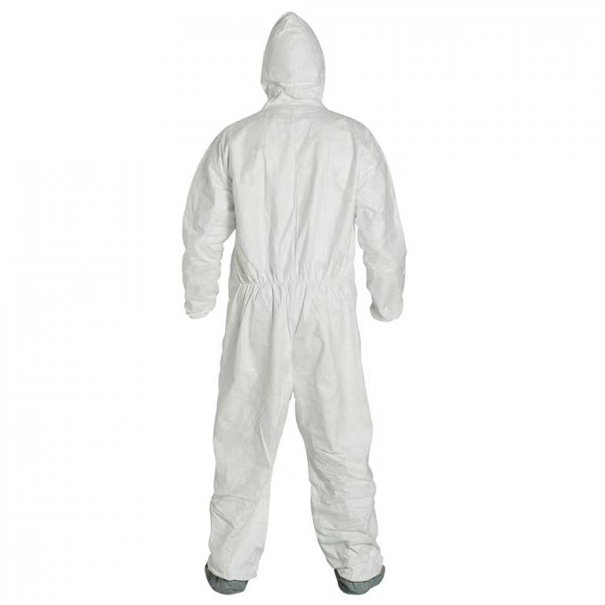 フードの防護服の工場病院の安全衣類（白、175/XL）が付いている使い捨て可能なつなぎ服